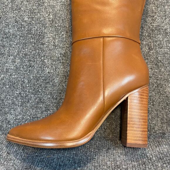 Brand New Marc Fisher Women 8 Lannie Medium Natural Brown Heeled Knee High Boots - Picture 2 of 12